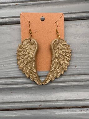 Gold Glitter Angel Wing Earrings